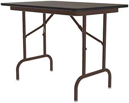 Correll 24"x36" Commercial Duty Keyboard Height (26.5") Folding Table, Walnut Melamine Top, USA Made, Portable, Strong Steel Apron (CF2436MK-01)
