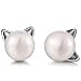 Produktbild jiamiaoi Katzen Ohrringe Silber 925 Mädchen Kinder Ohrringe Katze Perlenohrringe Silber Perlen Ohrringe Katze Ohrstecker Perle Ohrringe Silber Perle Katze Perlenstecker Katze Deko Katzen Schmuck