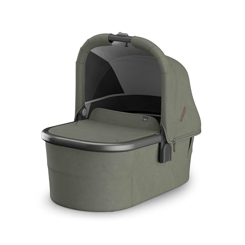 Image of UPPAbaby Bassinet V3 - Compatible with Vista, Cruz, Ridge Strollers - Overnight Sleep Solution - Mattress, Sheet and Bug Shield Included - Evelyn (Meadow Green)