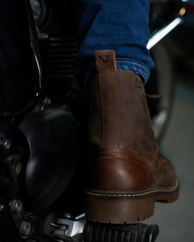 Image of Trip Machine Company Premium Leather Men's Motorcycle Riding Boots - Derby | 3 Point Protection | Ankle, Toe & Heal Protectors | CE Certified | Light Weight | Anti Slip Sole | Lifestyle Boots