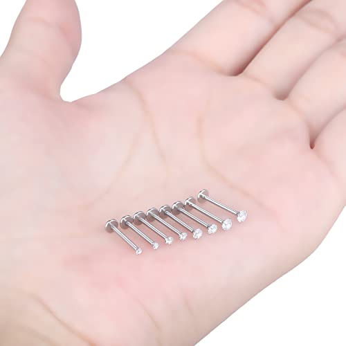 Oveta 8Pcs Threadless Tragus Earrings 16G Labret Jewelry Cz Lip Ring Studs Stainless Steel Cartilage Earrings For Women Monroe Medusa Piercing Jewelry 1/2'' Post #TOP2