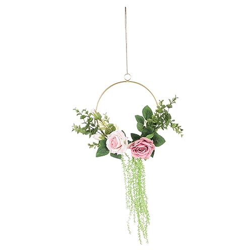 Alipis Puerta de Hierro Colgando Decoración de Pared rústica Guirnalda Colgante de la Puerta de Entrada de otoño Cesta Salón Decoraciones de Flores Guirnalda de Flores Green