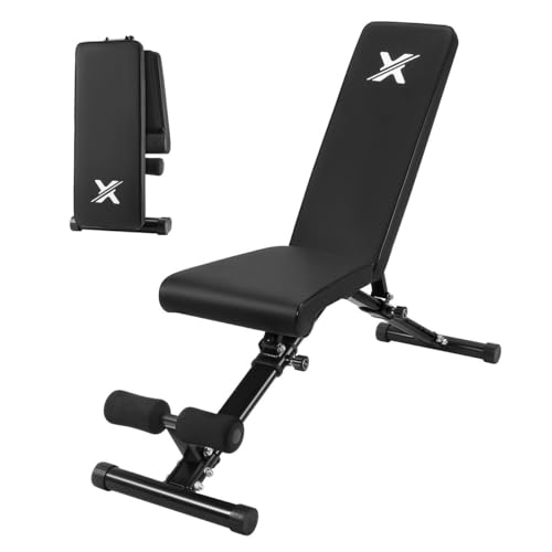 Image of XRT65 Foldable & Adjustable Weight Bench for Home Gym - Multi-Angle Incline /Flat /Decline - Heavy-Duty Steel Frame, Comfortable Cushion, Supports 350kg - Ideal for Chest, Back, Abs Workouts (Adjustable Bench Press)