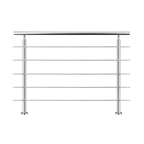 Garde-corps 180cm avec main courante, en acier inoxydable 201, pour intérieur et extérieur,...