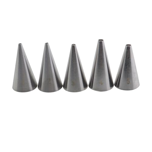 Guifeng 5PCS Silver 304 Stainless Steel Round Mouth Fine Hole Laminating Nozzle Icing Nozzle Cream Milking Nozzle Cake Baking DIY Tool 1mm/1.5mm/2mm/2.5mm/3mm