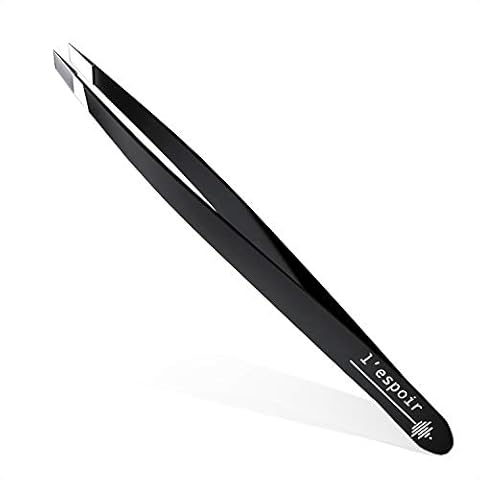 L’espoir High Precision Slant Tweezers with Perfect Alignment (Rust-Free, Stainless Steel) Best for Daily Beauty Routine - Single Piece for Men and Women - Black colour Cover