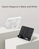 Dual Wireless Charger for 2 Phones, Double Phone Charger Stand for iPhone Air/17/16/15/14/13, Charging Station Pad for Samsung Galaxy S25/S24/S23/S22, Pixel & Earbuds SwanScout 504 (Black & White)
