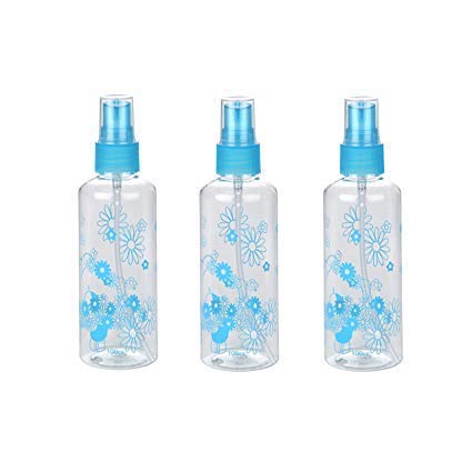 Image of Kabeer Art 100Ml Empty Cute Bear And Floral Refillable Fine Mist Sprayer Spray Bottle Atomizer With Ultra-Fine Mist Pump For Beauty, Outdoors, Travel Purposes - 3 Pc (Random Colour) - Multicolour
