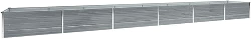 vidaXL Maceta elevada de jardín, maceta de jardín elevada, maceta de acero galvanizado para exteriores, 236.2 x 17.7 pulgadas, color gris