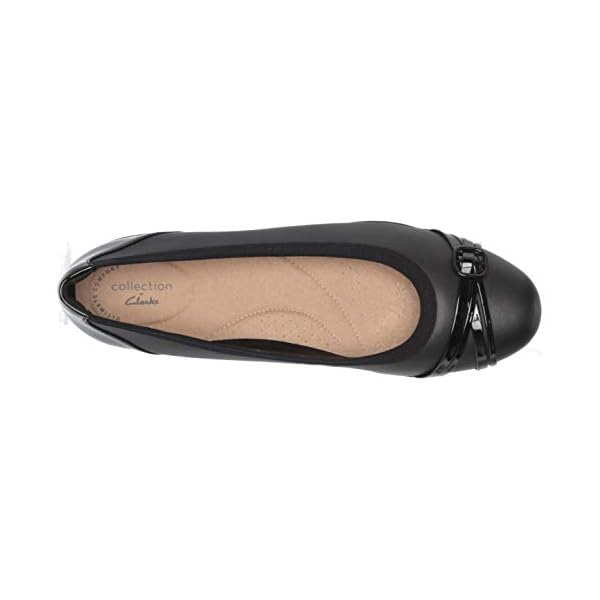 Clarks-Womens-Sara-Tulip-Ballet-Flat Clarks Women's Sara Tulip Ballet Flat, Black Leather/Patent Combi, 7