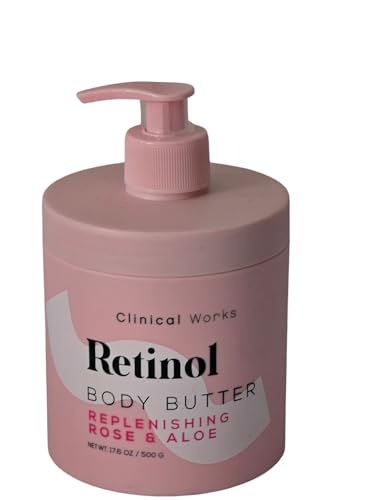 RETINOL BODY BUTTER REPLENISHING ROSE & ALOE (Pump Bottle) 500G Retinol increases skin cell production (proliferation). It helps unclog pores. Retinol also exfoliates your skin and increases collagen