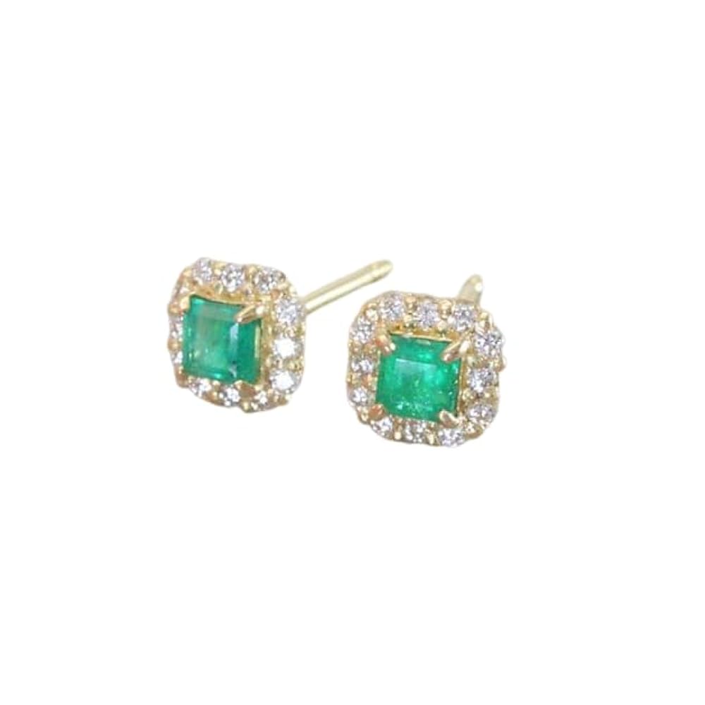 Amazon | ピアス k18 18金 エメラルド ダイヤモンド ピアス