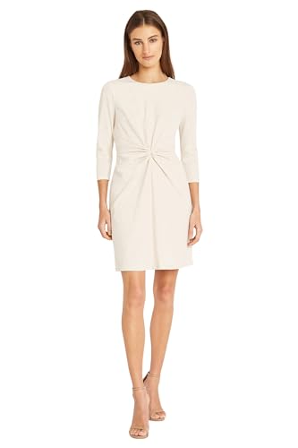 Donna Morgan Sleek and Simple 3/4 Sleeve Shift Center Ruching Flattering Detail | Work Dress for Women