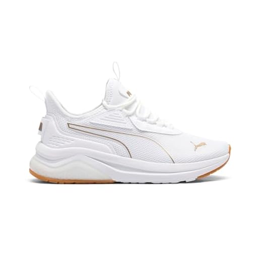 PUMA Tênis Amplificador Feminino, Puma Branco - Puma Ouro, 10.5