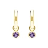 Ivy Gems 9ct Yellow Gold 3mm Amethyst Hoop Earrings