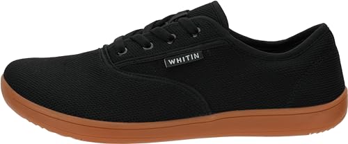 WHITIN Men's Wide Knit Barefoot Shoes Zero Drop Sole Minimalist Width Toe Box Size 10 10W Minimus Training Weightlifting Tenis Sneaker Black Gum 443
