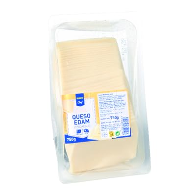 Queso Edam METRO Chef – Lonchas y Barra | Sabor Suave y Cremoso | Perfecto para Sándwiches, Ensaladas y Aperitivos (Refrigerado) (1 PIEZA, Queso Edam Lonchas Paquete 750 g)