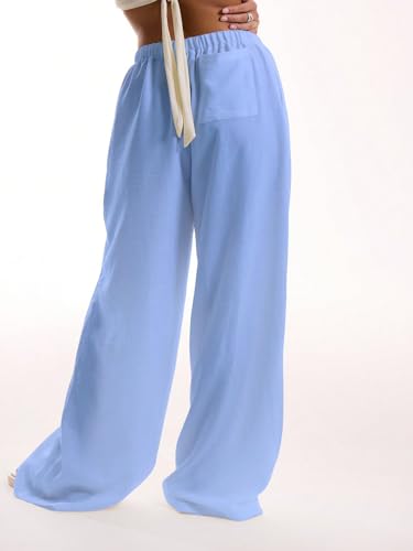 Image of RoseSeek Women's Beach Cover Ups Wide Leg Loose Linen Pants Swimsuit Coverup Summer Vacation Outfits 2026