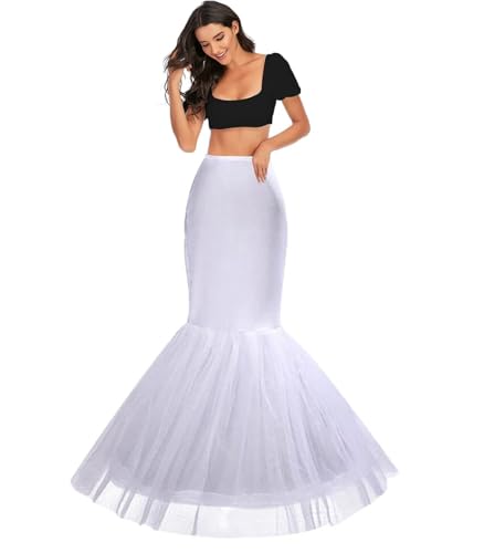 Sirena Enagua Aro Enaguas Enteras Crinolina para Mujer Faldas Vestidos Skirt Fishtail Underskirt Enagua de Novia Accesorios De La Boda Enaguas Cancan Falda cancán Mermaid Petticoat(Blanco,34)