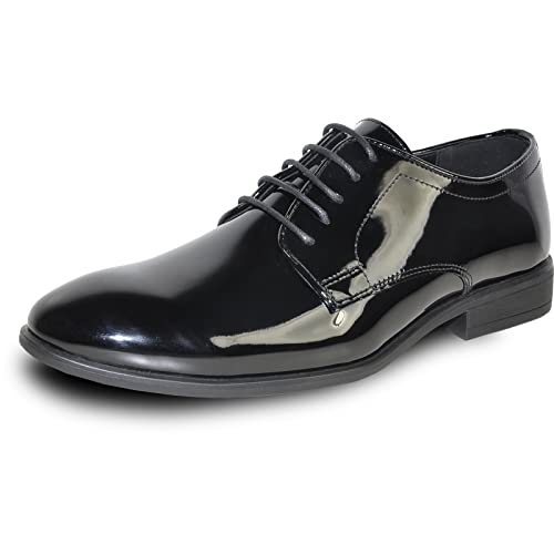 Image of vangelo Men Dress Shoe TAB and Tux Oxford Formal Tuxedo for Prom Wedding Uniform Medium and Wide Width Black Grey Ivory White Patent