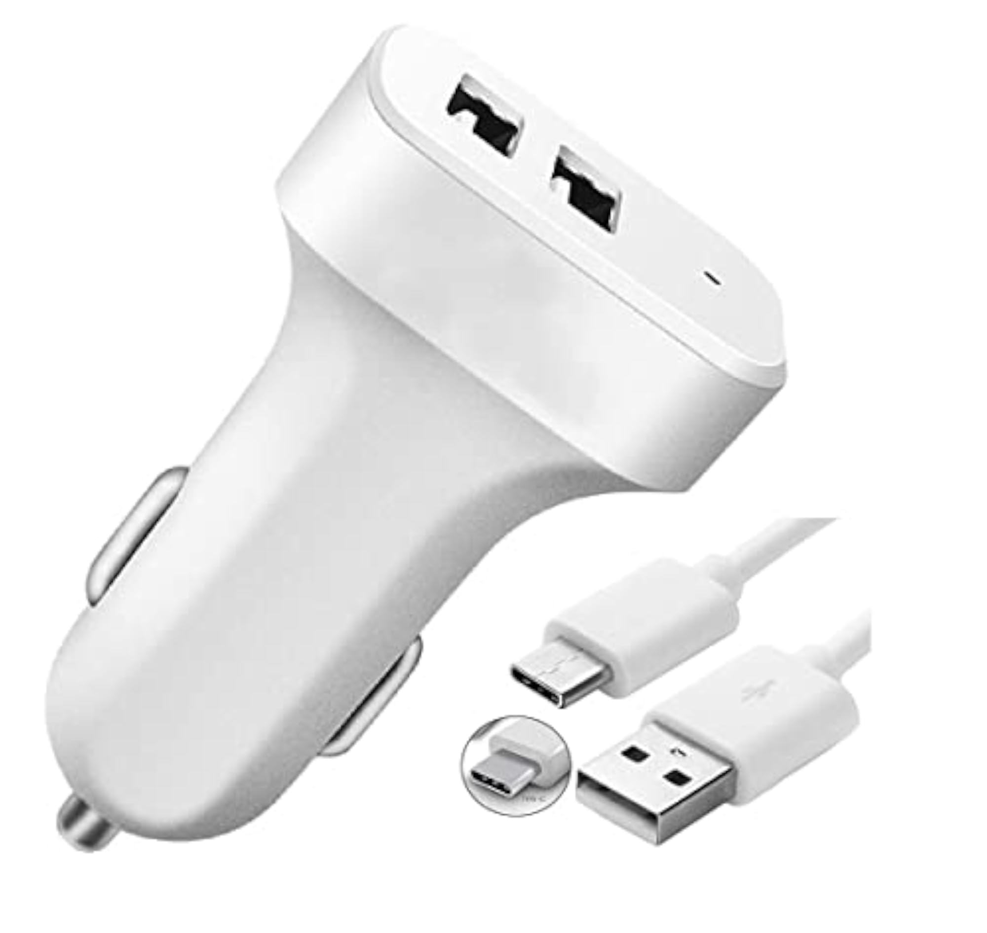 5.1 Amp 2 USB Fast Car Charger with C-Type Cable
