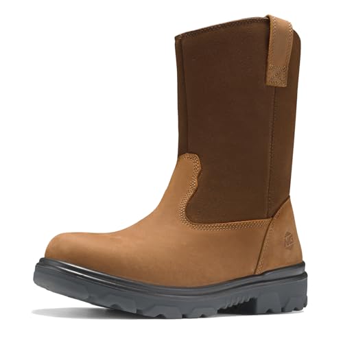 Image of NINGO Steel Toe Work Boots for Men, Waterproof Wellington Mens Boots with Full Grain Leather, Slip Resistant and Puncture Proof, Pull-On Work Shoes for Construction, Industrial and Farming