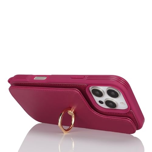Lipvina for iPhone 16 Pro Case with Card Holder and Strap for Women,Crossbody Lanyard,RFID Blocking,Ring Stand,Snap Clasp,Cute Lightweight Leather Wallet Phone Case 6.3"(Red) by Lipvina - Used condition - Image 7