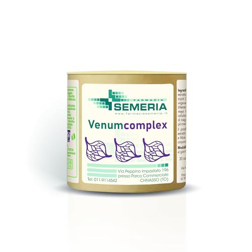 Venum Complex cps rinforzo naturale per la circolazione, tonico venoso a base di Ippocastano, Vite rossa, Amamelide, Mirtillo, Cipresso 30 capsule Integratore Farmacia Semeria