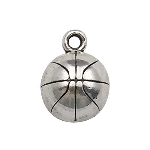 iloveDIYbeads 20pcs Craft Supplies Antique Silver 3D Basketball School Sports Spirit Charms Pendants Crafting, Jewelry Findings Making Accessory DIY Necklace Bracelet c8457