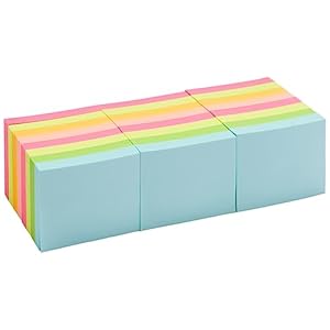 Amazon Basics Mini Rectangular Sticky Notes, 1.5 x 2-Inch, Assorted Colors, 24-Pack