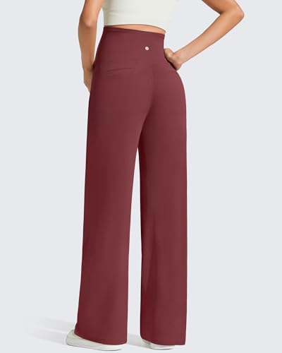 Image of G4Free BareFeel Maternity Pants Over the Belly Pregnancy Trousers for Work | High Waist Coverage,Two Side Pockets,Wide Leg Design,Soft Knit Fabric,for Dress Casual Yoga