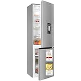 Exquisit Kühl-Gefrierkombination 251 l No Frost | Wasserspender | Energieklasse C | leise 39 dB | schmal 54 cm | Schnellgefrieren | Türanschlag wechselbar | KGC5265-70-NF-WS-040C inoxlook