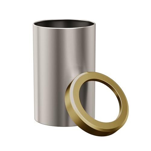 Image of Gatco Small Bathroom Trash Can with Lid, Round 3 Gallon Stainless Steel Wastebasket, Under Sink, Satin Nickel and Brushed Brass, for Bathroom, Bedroom, Office (1911B)