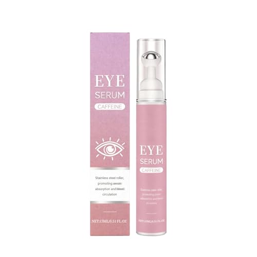 Caffeine Eye Cream & Serum with 360° Massage Roller Ball,Caffeine Eye Serum,Dark Circle & Puffy Eye Bags Remover for Women,Anti-Wrinkle & Tightening Under Eye Treatment,Hydrating Eye Care Products