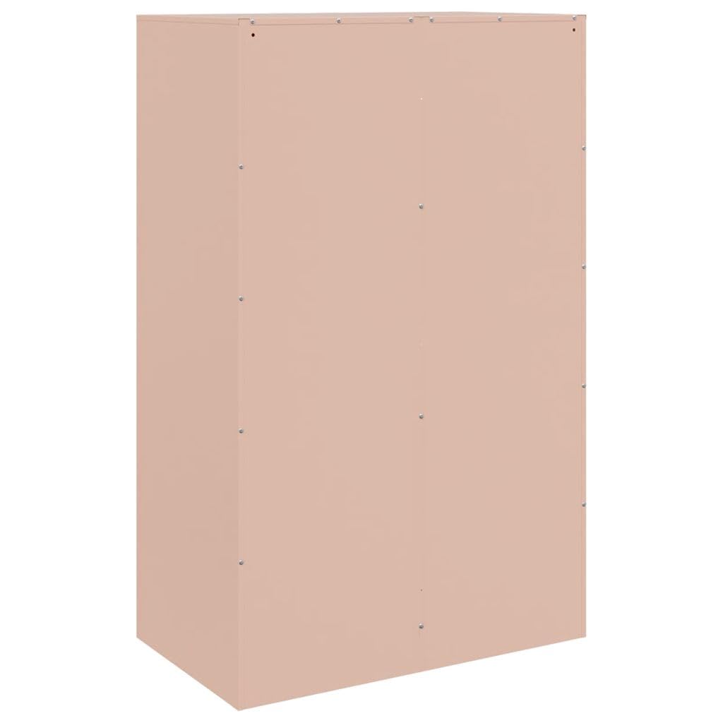 Buffet rose 67 x 39 x 107 cm, en acier laminé à froid, avec 2 étagères et portes, pour chambre à coucher, salon, meuble de rangement