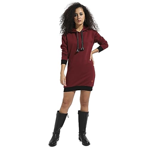Image of PINACOLADA Women's Colorblock Sweatshirt with Ribbed Hem for Casual Wear | Low-High Neck | Long Sleeve | Button Closure | Cotton Sweatshirt Crafted with Comfort Fit for Everyday Wear
