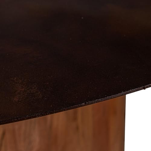 Table d'appoint en bois naturel table basse de salon métal doré et noir - 6