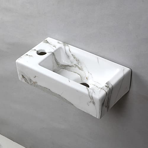 Marble Wall Hung Basin Sink Small Bathroom Sink Rectangle Ceramic Wash Basin (Left hand)… Marble Wall Hung Basin Sink Small Bathroom Sink Rectangle Ceramic Wash Basin (Left hand)…