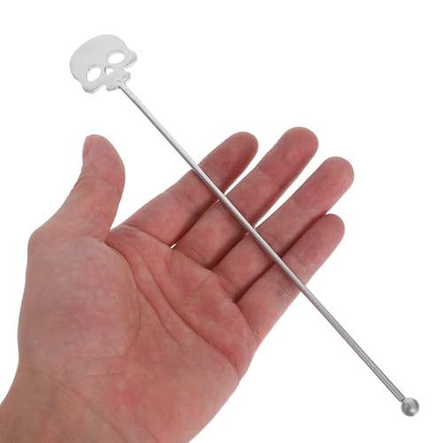 6 Palitos agitadores de acero inoxidable en diseño de calavera para café y cócteles 5