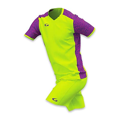 Completo da calcio GEMS AM01-2614 KIT LAOS Kit da calcio Unisex - Adulto GIALLO FLUO/VIOLA M
