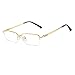 QECEPEI Half Rimless Metal Eyewear Frames Blue Light Blocking Transparent Lens Business Glasses, Gold, One Size