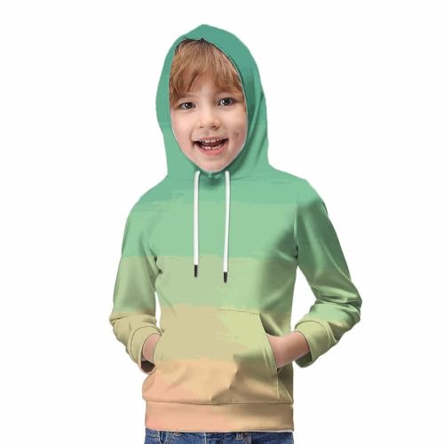 Sweat à capuche enfant imprimé 3D vert confortable et chaud 10-12 ans
