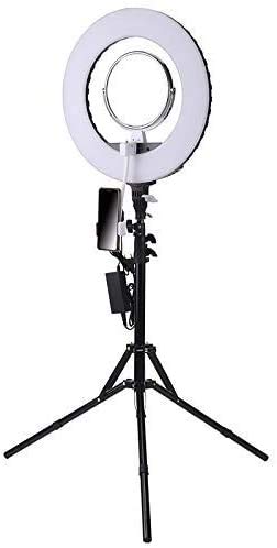 ZHXDXF Led Ring Light 46 inch Ringlight Make up Light Tripod Stand Phone Holder for Video and Makeup, Dimmable 3 Light Modes and 10 Brightness Level (USB Plug) Easy to Install/Bla
