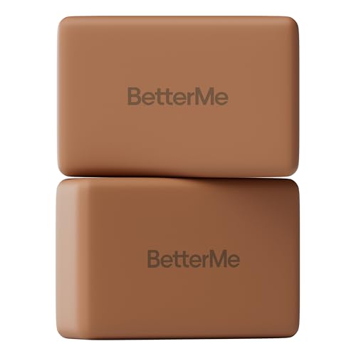 BetterMe Yoga Blocks Set of 2 – High Density Foam Yoga Blocks for Stretching, Pilates & Workouts – Lightweight Non-Slip Exercise Blocks for Flexibility & Balance (Mocha)