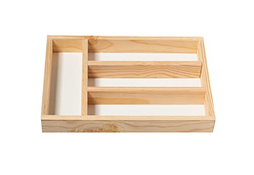 Imagen de BRICOMIRAS Organizador de Cubiertos de Madera para Cajón Bandeja Elegante y Resistente Espacio para Utensilios de Cocina Base Antideslizante