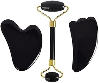 Natural Obsidian Massage Roller Double-headed Jade Facial Massage Roller Gua Sha Kit Tool Skin Care Real Jade Roller