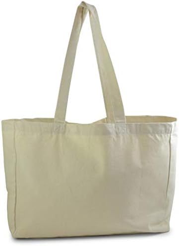 Natural Cotton Plain Canvas Tote Bag (3 Pack) perfect for kids Halloween decorations, grocery shopping, craft projects, reusable blank totes - extra thick, large, durable,100% cotton cloth tote bag