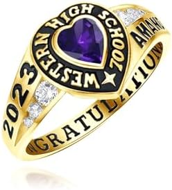 Personalised Graduation Ring for Women 925 Sterling Silver/Solid Gold Customizable Text Gems High School Class Ring College Ring 2024 Graduation Jewelry Gifts for Her Women Girls