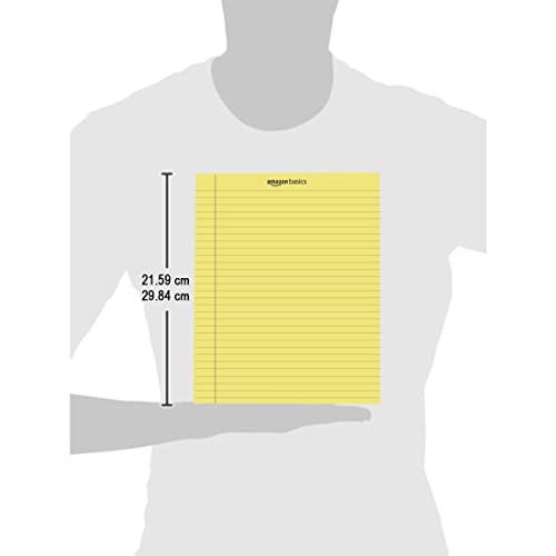 Image of Amazon Basics Legal /Wide Ruled 8.5 x 11.75 inch Legal Pad, Canary, 72 Count (Pack of 12), 50 sheets per pad, 6 packs per carton