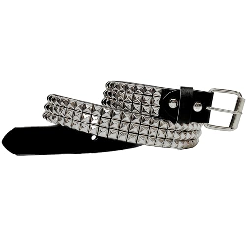 Genuine Leather Black Studded Belt for Men and Women - Punk Rock, Y2k, Goth Style with Rivets and Spikes for Jeans